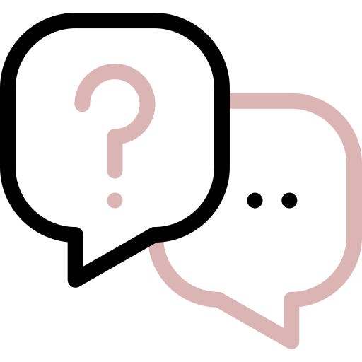 Black and pink chat icon.